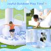 FOOING White Bounce House, Inflatable Bounce House with Air Blower, Jumping Castle House with Ball Pit for Party, Wedding, Backyard Easy to Set Up, Safe for Family view 3