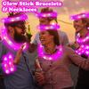 12-24 PCS Pink Glow Sticks Party Favors for Kids,LED Light up Pop Tubes for Toddlers, Neon Necklaces Bracelets Accessories,Birthday Dance Wedding Valentines Day Mardi Gras Party Supplies Decorations view 3