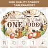 120PCS My First Rodeo Party Supplies Wild West Dinnerware Party Decorations for Boys Kids 1st Birthday Western Cowboy Themed Party Paper Plates Napkins Forks Serves 20 Guests view 3