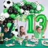 13th Birthday Soccer Balloon Arch,13th Soccer Garland Kit with Green Number 13 Balloon Football Balloons for Boys Kids 13 Birthday Party Decorations view 4