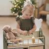 ROBUD Baby Doll Bed,Doll Bed with Storage and Bedding, Sturdy Baby Doll Cribs for Girls,Nice Gift of Doll Beds for 18 Inch Dolls to Children, Green view 2
