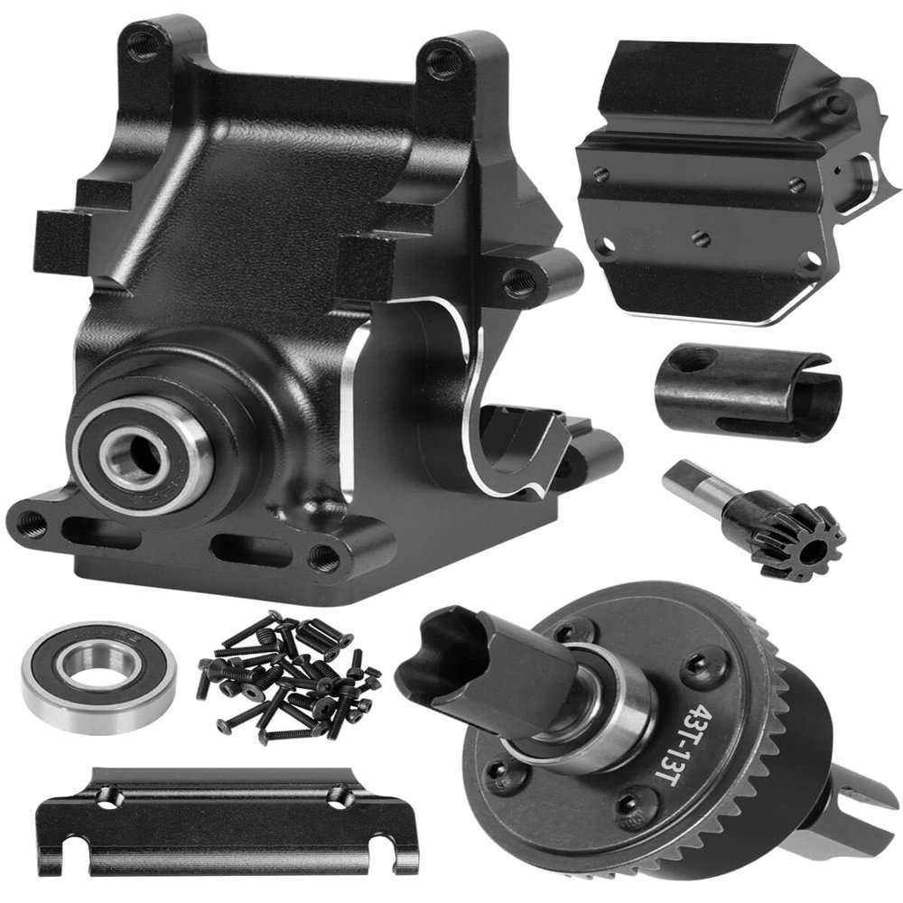 BRCatWPark Aluminum RC Gearbox & 43T Differential w/13T Main Gear Upgrades Part for 1/7 Fireteam/Infraction/Mojave 6s BLX Limitless,1/8 Kraton/Notorious/Outcast/Typhon/Talion 6s BLX,Black