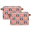 OMFUNS Pink Panda Animal Rectangle Storage Basket Foldable Storage Bin Cubes with Handles Large Organizer Bins Boxes Toy Closet Shelf Nursery Laundry Basket Home Decor view 1