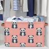 OMFUNS Pink Panda Animal Rectangle Storage Basket Foldable Storage Bin Cubes with Handles Large Organizer Bins Boxes Toy Closet Shelf Nursery Laundry Basket Home Decor view 4