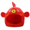 Montesy Halloween Funny Cartoon Puffer Fish Plush Hat Stuffed Toy Headgear Cosplay Props Hooded Hat, Red view 1