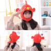 Montesy Halloween Funny Cartoon Puffer Fish Plush Hat Stuffed Toy Headgear Cosplay Props Hooded Hat, Red view 2