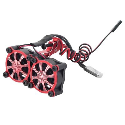 RC Motor Cooling Fan, Dual Cooling RC Fans, RC car motor Fans for 36mm Metal Motor Base, for 1/10 TRX4 SCX10 Tamiya RC Crawler Car Model (Red)