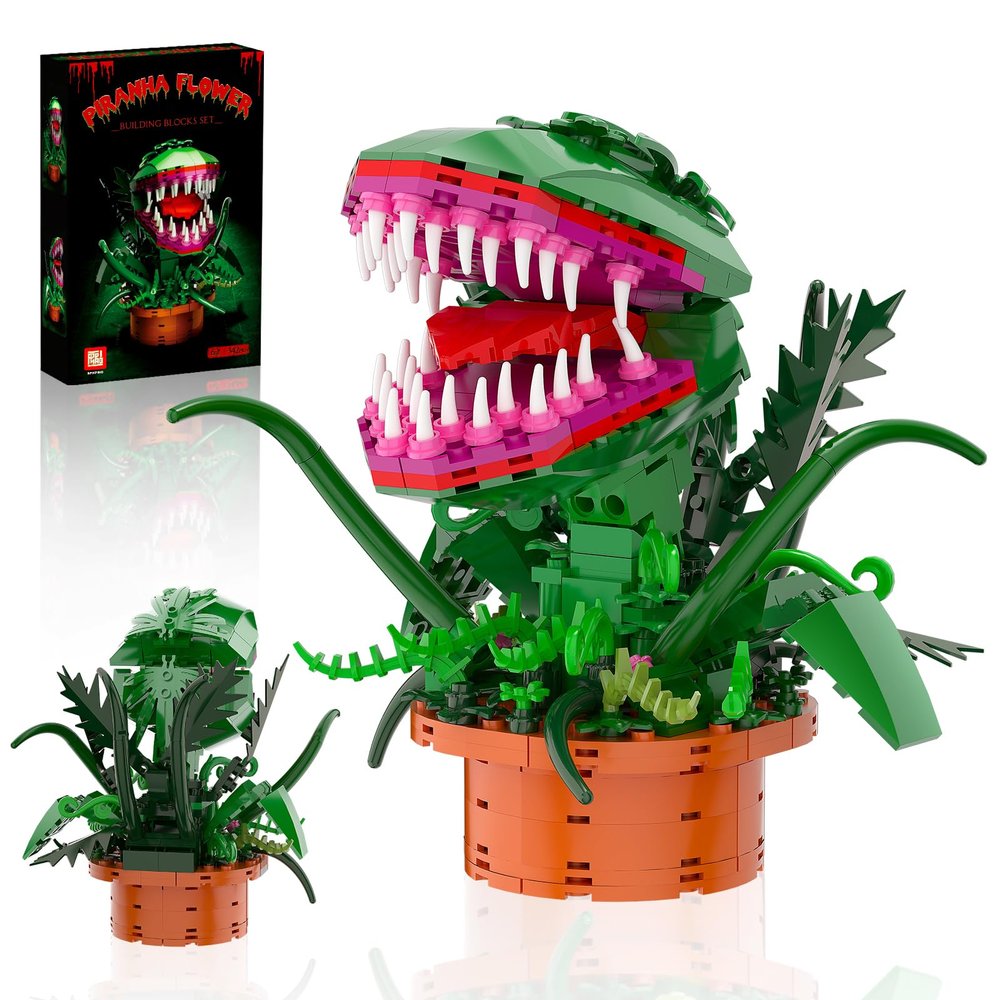 aphpaio Audrey 2 Piranha Plant Building Toys Sets, Little Shop of Horrors Flowers Cannibal with Openable Mouth Building Blocks, Gift for TV Fans Halloween Christmas Kids Ages 8+
