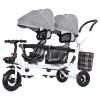 4 in 1 Children Trike 360rotated Seats with Storage Basket,Baby Tricycle with Foldable Pedals with Removable PushHandle and Canopy for Kids Double Ride Toys,Gray view 1