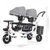 4 in 1 Children Trike 360rotated Seats with Storage Basket,Baby Tricycle with Foldable Pedals with Removable PushHandle and Canopy for Kids Double Ride Toys,Gray view 3