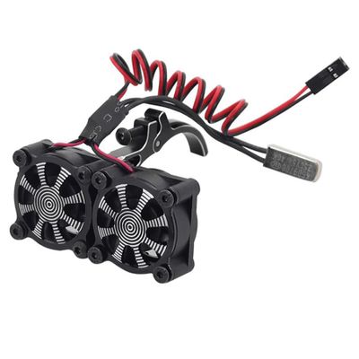 RC Motor Cooling Fan, Dual Cooling RC Fans, RC car motor Fans for 36mm Metal Motor Base, for 1/10 TRX4 SCX10 Tamiya RC Crawler Car Model (Black)