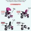 JIYIAN 4 in 1 Foldable Kid Stroller Trike,Baby Tricycle Detachable Push Car Bike W/Push Handle,Removable Canopy Rotatable Seat Push Tricycle for Toddlers,Gray,Style 1 view 2