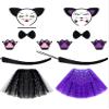 Eurzom 2 Set Cat Costume Set for Kids Include Cat Ear Headband Tutu Skirt Bowtie Paw Gloves Tail Girl Cosplay for Halloween(Black, Purple) view 1