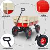 QUAWIP Outdoor Garden Cart Heavy Duty Steel w/Removable Wooden Side Panels Cargo Red Wagon with 10" All-Terrain Air Tires,Foldable Handle Cart,Gardening Supplies(Red) view 4