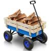 QUAWIP Outdoor Wagon All Terrain Rally Vehicle, (with Removable Wooden Side Panels Pneumatic Tires) Big Foot Board Car Christmas Kids Car Outdoor Camping All Terrain Rally Vehicle (Blue) view 1