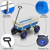 QUAWIP Outdoor Wagon All Terrain Rally Vehicle, (with Removable Wooden Side Panels Pneumatic Tires) Big Foot Board Car Christmas Kids Car Outdoor Camping All Terrain Rally Vehicle (Blue) view 4