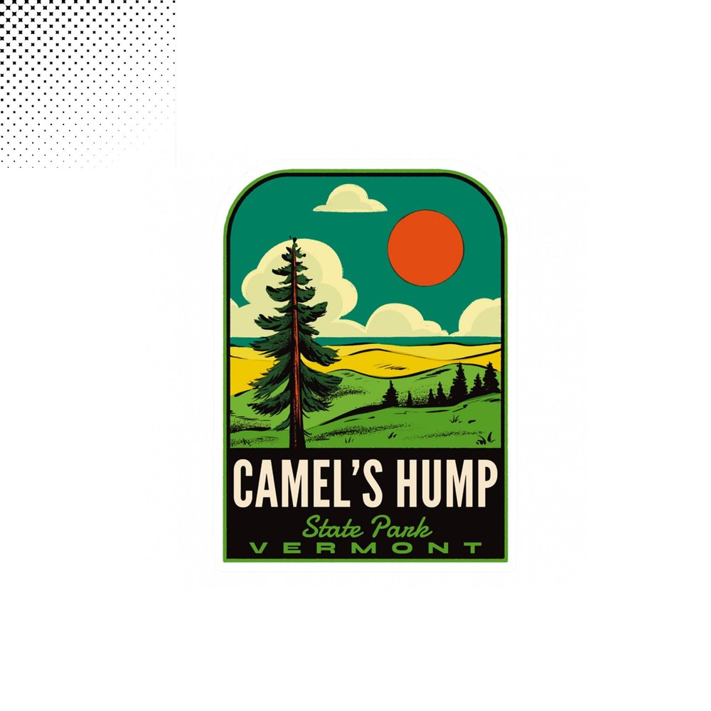 Tgiakisz Camels Hump State Park Vermont Vintage Sticker, Vermont Travel Gift, Souvenir Sticker, Outdoor Sticker, Traveler Gift, Travel Sticker, 2x2in, White