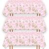 3 Pcs Pink Floral Tea Tablecloth 54'' x 108'' Let's Par Tea Table Cover for Teapots Teacups Theme Girls Par Tea Baby Shower Floral Birthday Engagement Bachelorette Party Table Supplies Decorations view 4