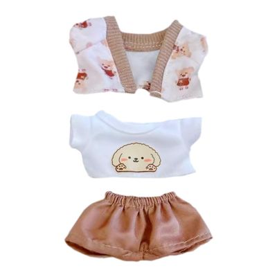 niannyyhouse 10cm~15cm Plush Doll Clothes Animal Print Coat T-Shirt Pants Stuffed Plush Toy Dressup