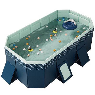 Above Ground Swimming Pool - Foldable Rectangular Summer Outdoor Large Pools, Non-Inflatable Pool for Indoor(Size:6.8 * 4.5 * 1.8FT)
