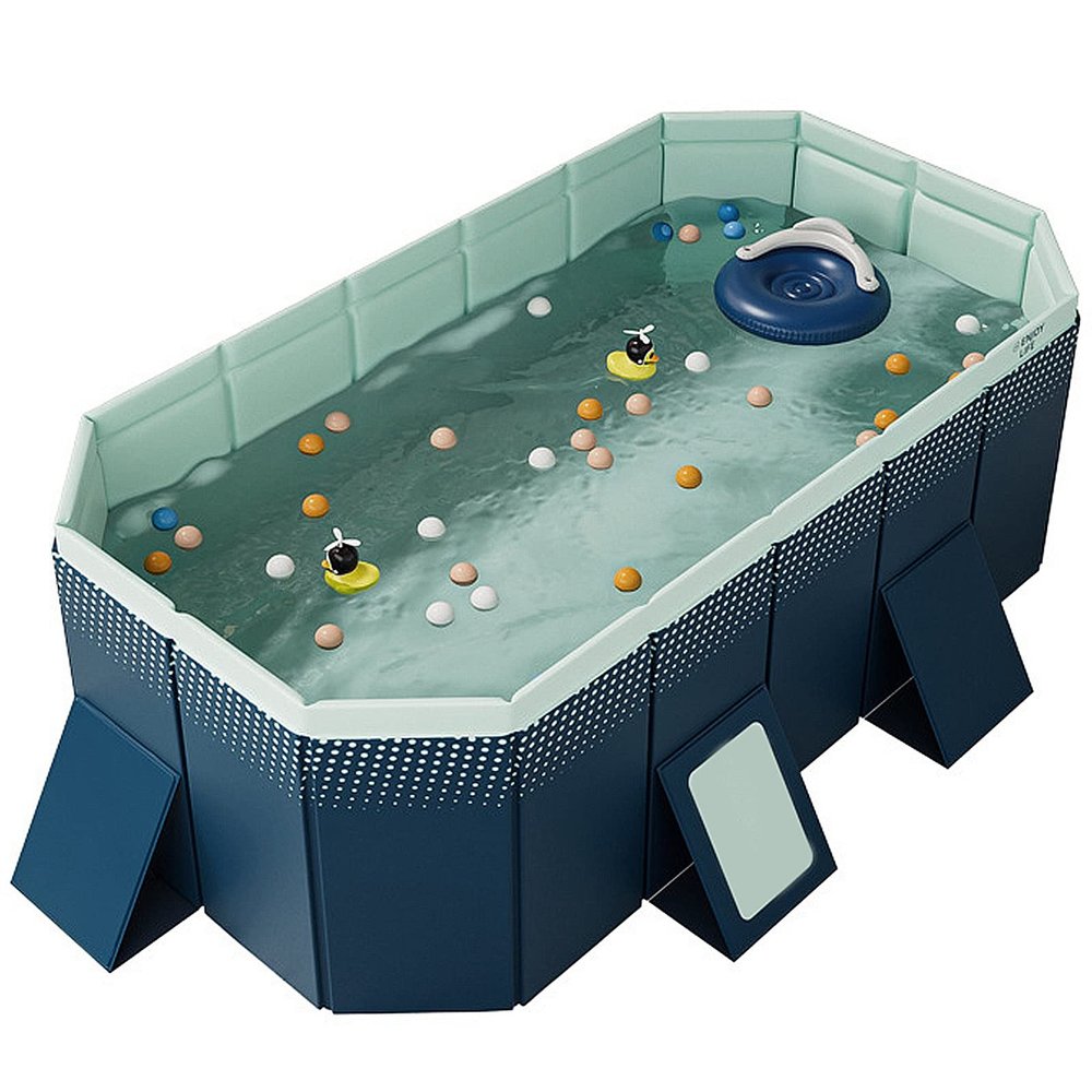 Above Ground Swimming Pool - Foldable Rectangular Summer Outdoor Large Pools, Non-Inflatable Pool for Indoor(Size:6.8 * 4.5 * 1.8FT)