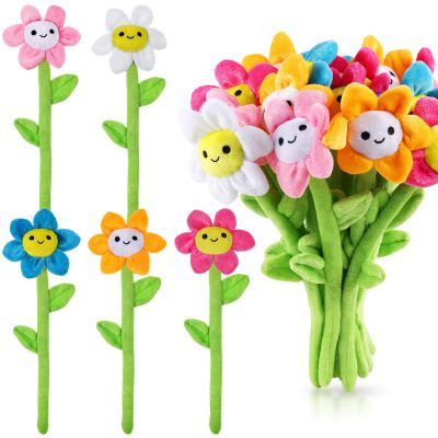 10 Pcs Plush Sunflower Flower Stuffed Bendable Stems Plush Bouquet Toy Soft Rose Flower 12.6 Inch for Christmas Classroom 2026 Mother's Day Valentines Day Girl Girlfriend Wife(10 Pcs Colorful Daisy)