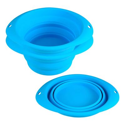 WELL HOME MOBILIARIO & DECORACIN Hearts&Homies Set of 3 Collapsible Round Bowl in Blue Silicone