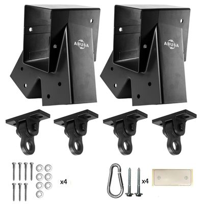 ABUSA Heavy Duty Swing Sets Brackets Including 2 Black A-Frame Swing Set Brackets and 4 Black Swing Hangers for Playground Equipment Mounting Parts Hardware Included (Black)