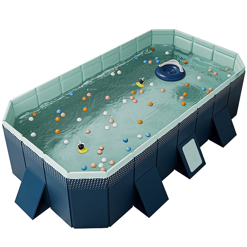 Foldable Swimming Pool, Large 4 Layers PVC Bathtub Washing Pool for Family or Group Water Activities(Size:9.8 * 5.4 * 1.8FT)