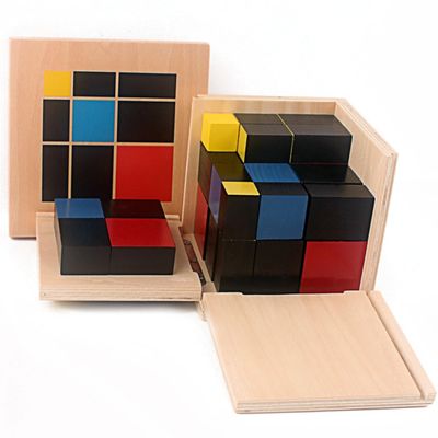 Gudong Montessori Arithmetic Algebraic Binomial Cube Trinomial Cube Wood Toys Math Elementary Education Toys Children Arithmetic Algebraic Math Teaching Aids (D)