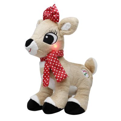 Baby Starters Musical Light Up Plush Christmas Plush Toy with Music and Light, Tan Clarice with Red Scarf, 10 inch, from Rudolph, The Red Nosed Reindeer