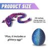 20" Articulated 3 Dimensional Printed Dragon  Color-Changing Fidget Figurine, Mythical Dragon Figure, Made in USA, 3D printed toys - Valentines Day gift for Boys and Girls (Red/Blue With Blue Egg) view 3