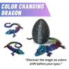20" Articulated 3 Dimensional Printed Dragon  Color-Changing Fidget Figurine, Mythical Dragon Figure, Made in USA, 3D printed toys - Valentines Day gift for Boys and Girls (Rainbow With Black Egg) view 2