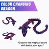 20" Articulated 3 Dimensional Printed Dragon  Color-Changing Fidget Figurine, Flexible Desktop Toy, Mythical Figure, Made in USA, 3D printed toys - Valentines Day gift for Boys and Girls (Blue/Red) view 2