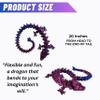 20" Articulated 3 Dimensional Printed Dragon  Color-Changing Fidget Figurine, Flexible Desktop Toy, Mythical Figure, Made in USA, 3D printed toys - Valentines Day gift for Boys and Girls (Blue/Red) view 3