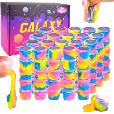 102 Pack Bulk Galaxy Slime Kit, Party Favors for Kids Slime Cup Bulk DIY Stress Relief Putty Toy Stretchy & Non-Sticky Valentine Day Easter Birthday Goodie Bag Stuffer Classroom Reward for Girls Boys