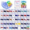 50PCS American State Flag Cognitive Cards for Kids,America State Flag Identification Flash Cards, Portable Waterproof US State Flag Learning Flashcards view 1
