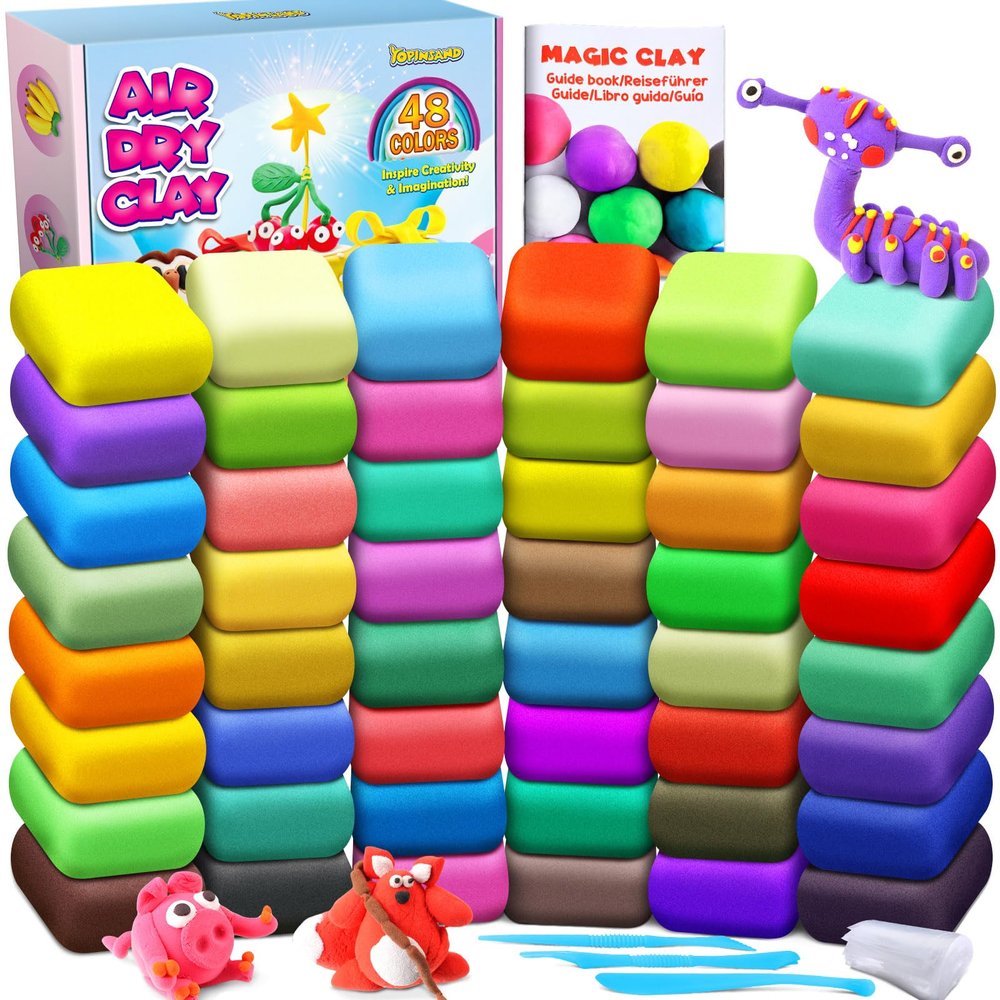 Air Dry Clay 48 Colors, Modeling Clay for Kids, DIY Molding Magic Clay, Gift for Kids Boys Girls