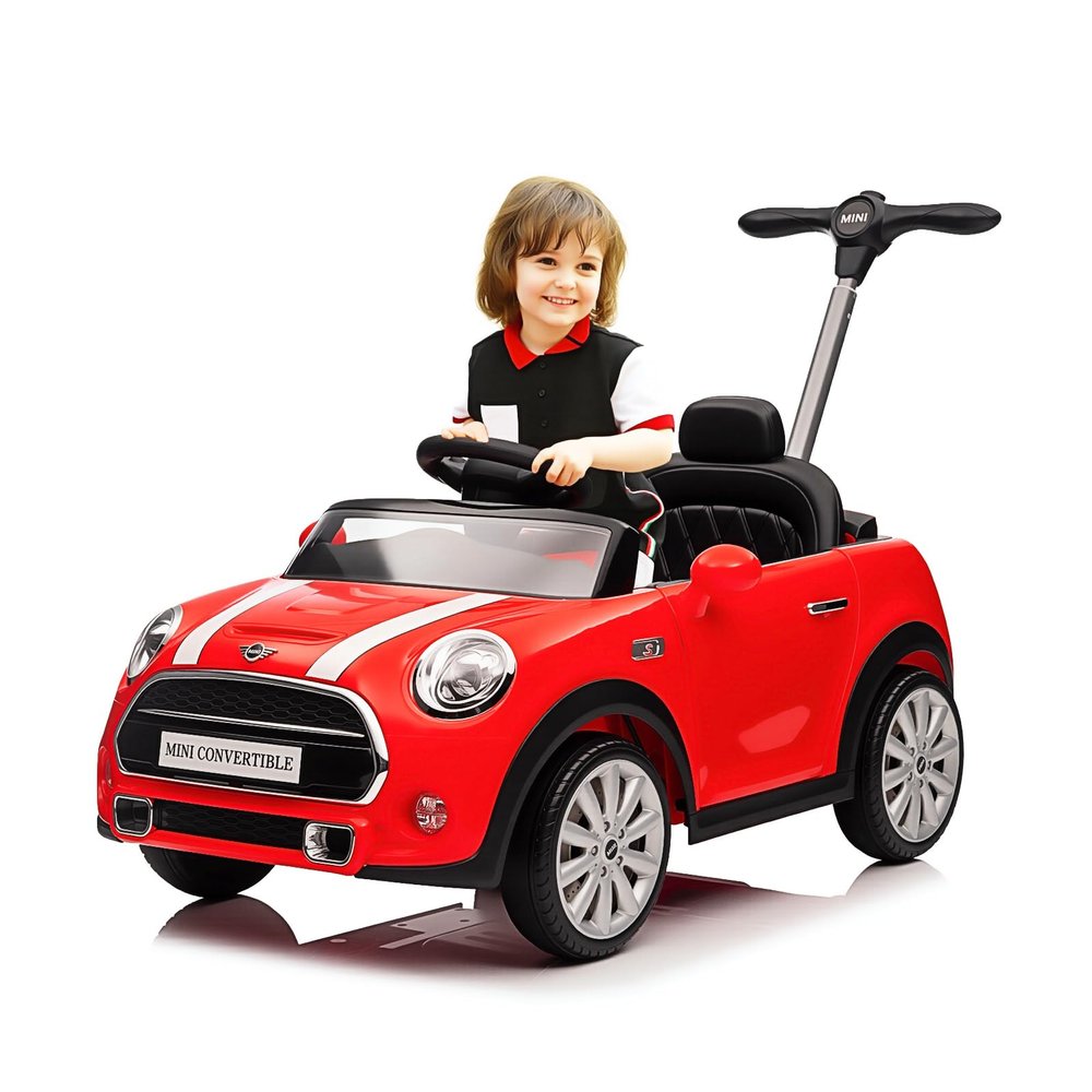 Voupou Kids Push Car, Ride On Car, Licensed MINI Cooper Toddler Push Car Toy with Adjustable Push Rod, Horn Music, Seat Belt,Silent Wheels - Ideal Stroller Substitute for Kids 1-3Years Old