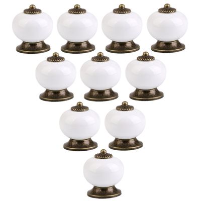 10 Pcs Kitchen Pull Handle Drawer Knobs Ceramic Door Cabinets Cupboard Hardware Baby Kid's Furniture Lockers Handles Decorative(White)