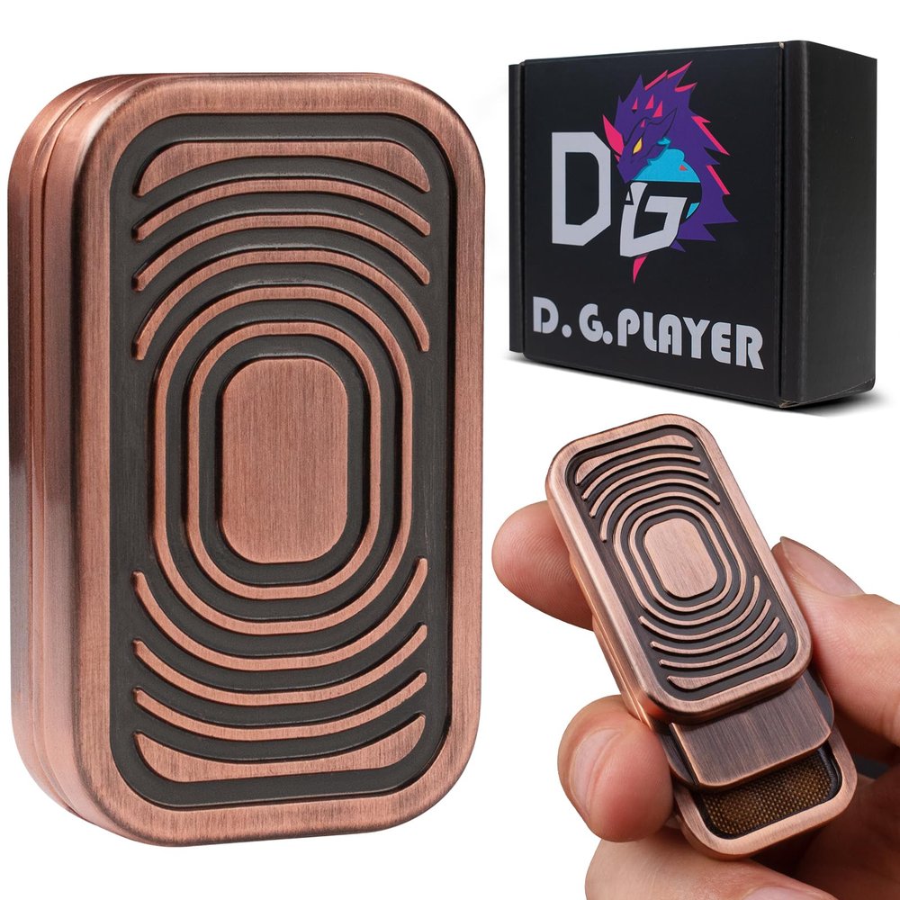 D.G.PLAYER Triple Fidget Slider, Magnetic Metal Fidget Toys Adults Anxiety EDC Cool Gadgets Sensory Toys for Relieve Stress, Tension, Anxiety Valentines Day Gifts for Kids (Rose Gold)