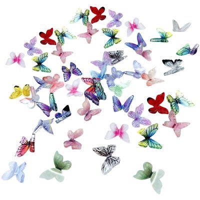 60 Pcs Small Resin Butterflies Mini Butterfly Figures 3D Butterfly Nail Charms Colorful Tiny Butterflies Little Butterfly Figurines Butterfly Nail Art Supplies for Fairy Garden Dollhouse