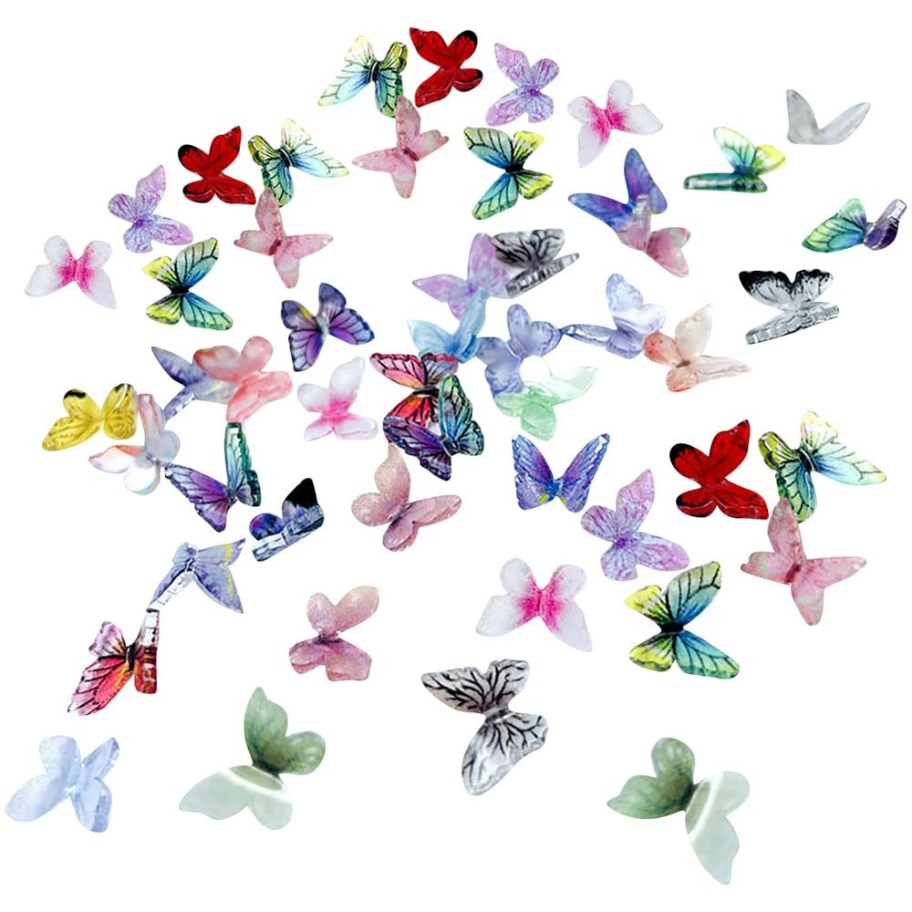 60 Pcs Small Resin Butterflies Mini Butterfly Figures 3D Butterfly Nail Charms Colorful Tiny Butterflies Little Butterfly Figurines Butterfly Nail Art Supplies for Fairy Garden Dollhouse