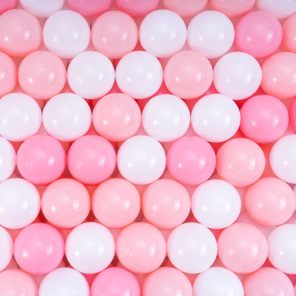 Dekeyoo Ball Pit Balls Pack of 100 - BPA Free, Crush Proof Plastic Balls for Ball Pit, Tent, Playhouse, 2.15 Inch White Light Pink Pink