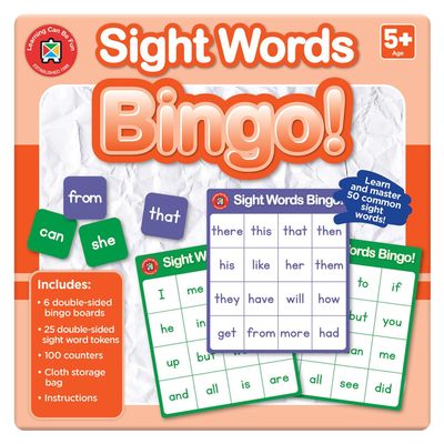 Learning Can Be Fun Bingo Sight Words