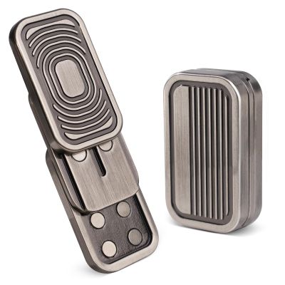 D.G.PLAYER Triple Fidget Slider, Magnetic Metal Fidget Toys Adults Anxiety EDC Cool Gadgets Sensory Toys for Relieve Stress, Tension, Anxiety Valentines Day Gifts for Kids (Silver-Grey)