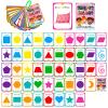 49PCS Shapes and Colors Cognitive Cards, Colour Flash Cards,Portable Waterproof Geometry Learning Flashcards view 1