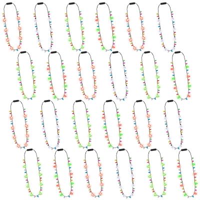 Traplace 24PCS Christmas Party Supplies, Colorful Light Up Christmas Necklace, Christmas Accessories Santa Claus Bulbs, 3 Modes Christmas Necklaces Bulk for Christmas Light Necklaces New Year Eve