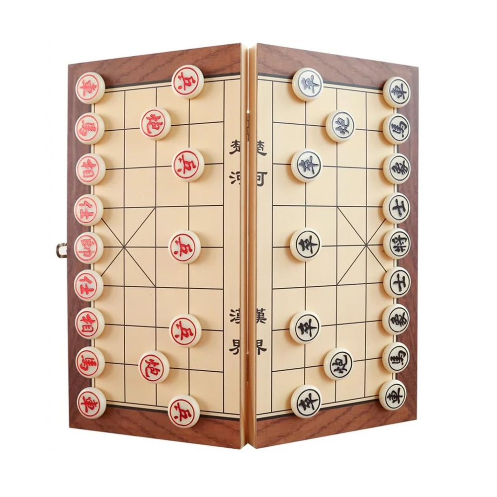 STEPMN Chinese Chess Set with Folding Wooden Board Portable Magnetic Xiangqi Traditional Classic Educational Strategy Games Travel Game for Beginners(Size:15.3 x 15.3in)