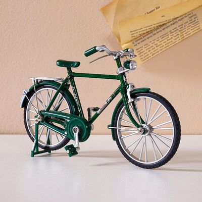 JIALINXIA 7.1 Inch Long Miniature Alloy Bicycle Model, Metal Bike Decor for Bookshelf, Desk, Home Office, Coffee Bar and Collectors Green